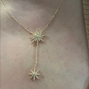Stunning double star rose gold 16-18” necklace
